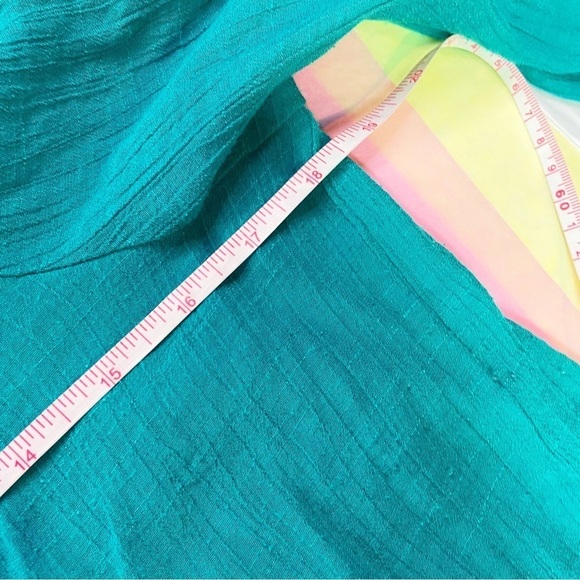 Signature Studio teal gauzy zip neckline roll sleeve summer tunic top M - Picture 9 of 10